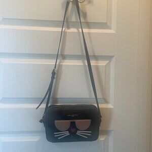 KARL LAGERFELD BLACK MAYBELLE CAT SUNGLASSES CROSSBODY PURSE
